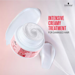 Schwarzkopf BC Peptide Repair Rescue Treatment cream-texture close-up suggests smoothing action.
