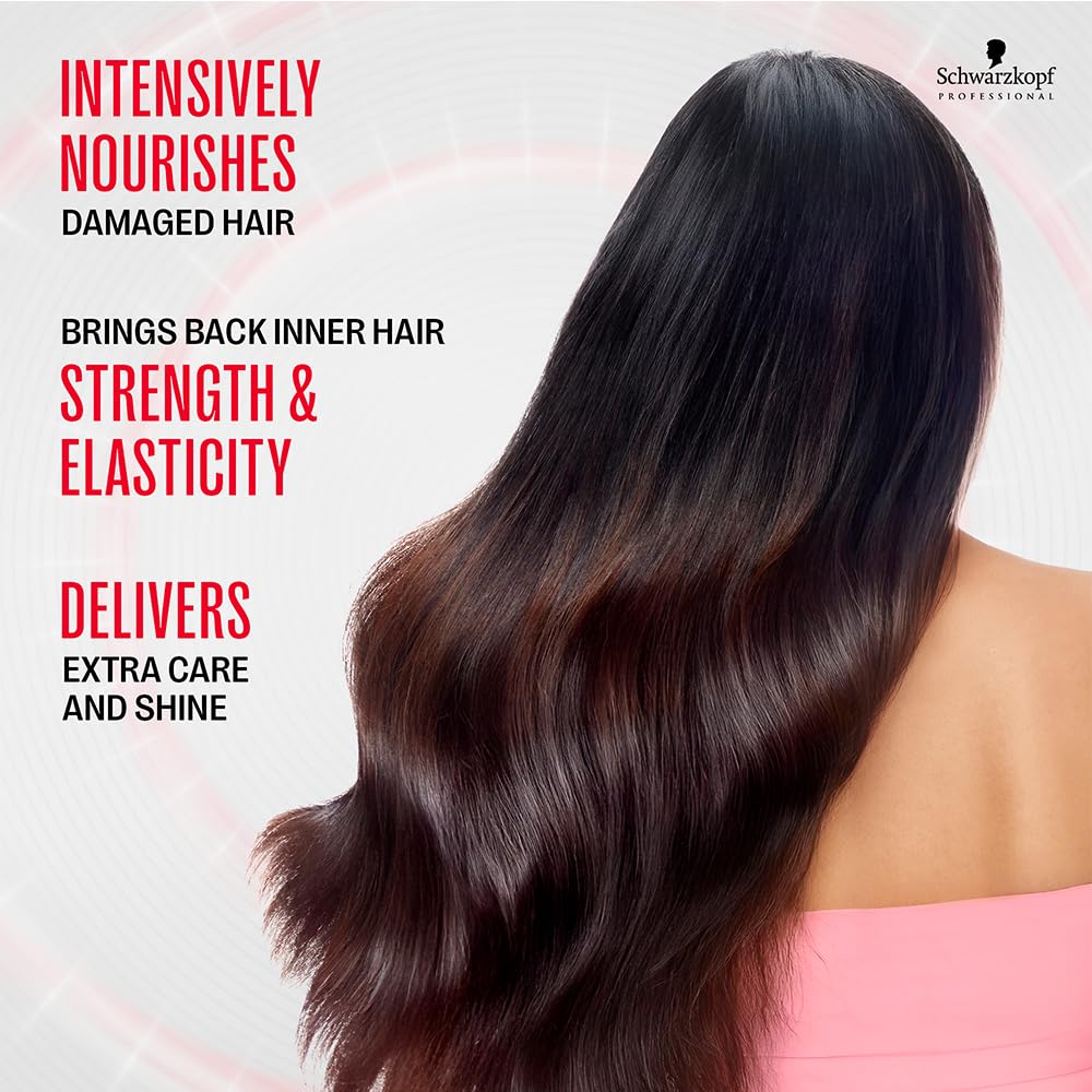 Schwarzkopf BC Peptide Repair Rescue Treatment porous-hair close-up hints resilience.