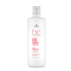 Schwarzkopf Bonacure Peptide Rescue Micellar Shampoo bottle pour for gentle cleansing and prep.