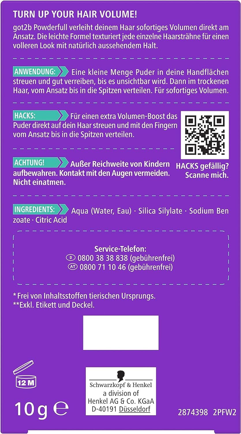 Schwarzkopf got2b Powder'ful root-volume-boost shows at the roots.