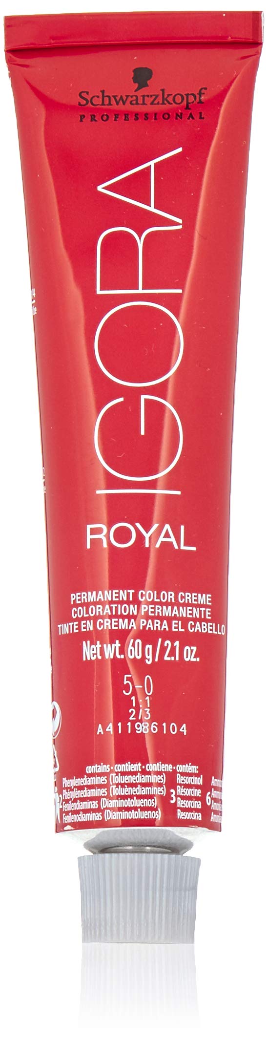 Schwarzkopf Igora Royal 5-0 light brown swatches show natural tone and gray coverage.