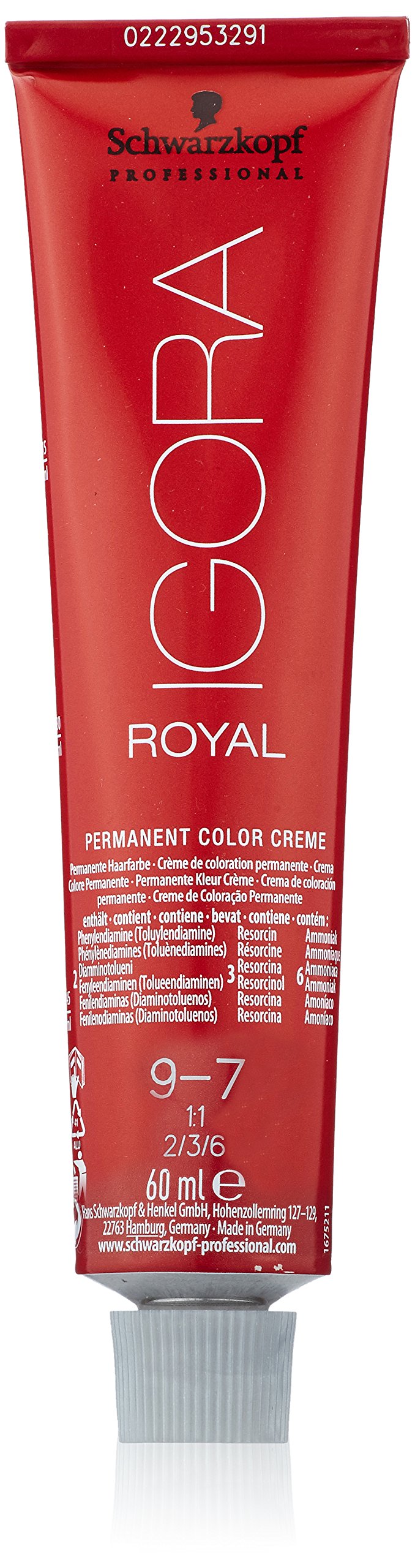 Schwarzkopf IGORA Royal 9-7 application technique image demonstrates precise saturation and control.