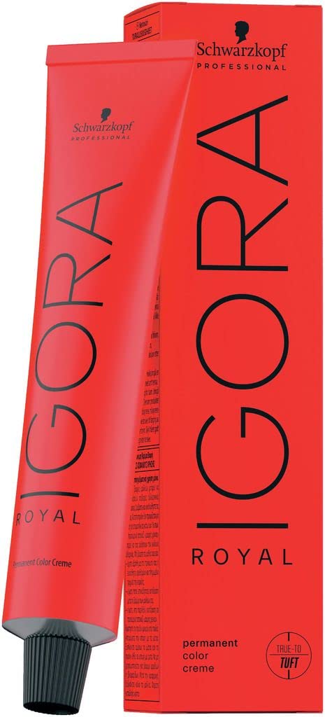 Schwarzkopf Igora Royal Color Creme 6-68 tube shows lasting permanent color solution.