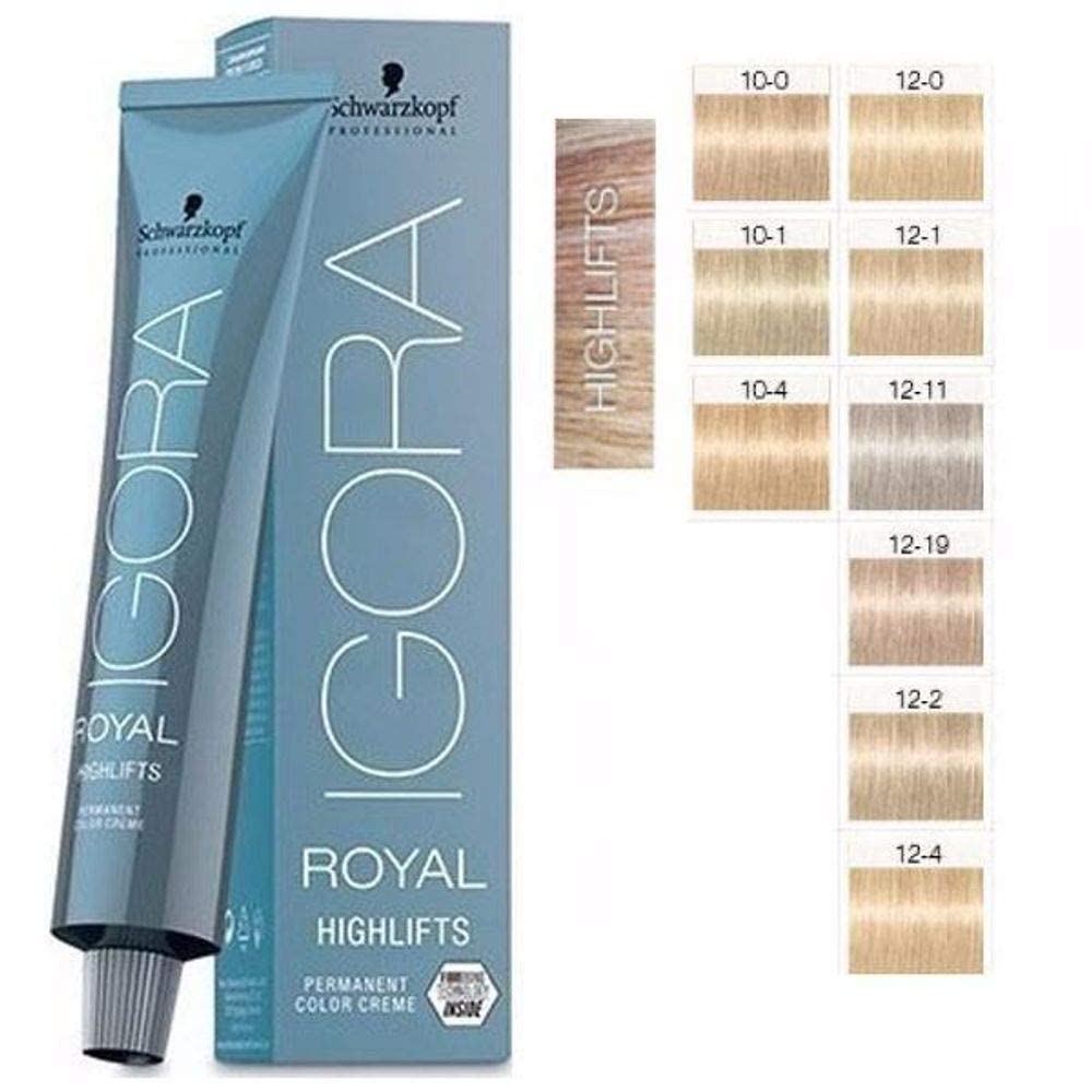 Schwarzkopf Igora Royal Highlift swatches showing cool blonde tones with Fibreplex-ready care.