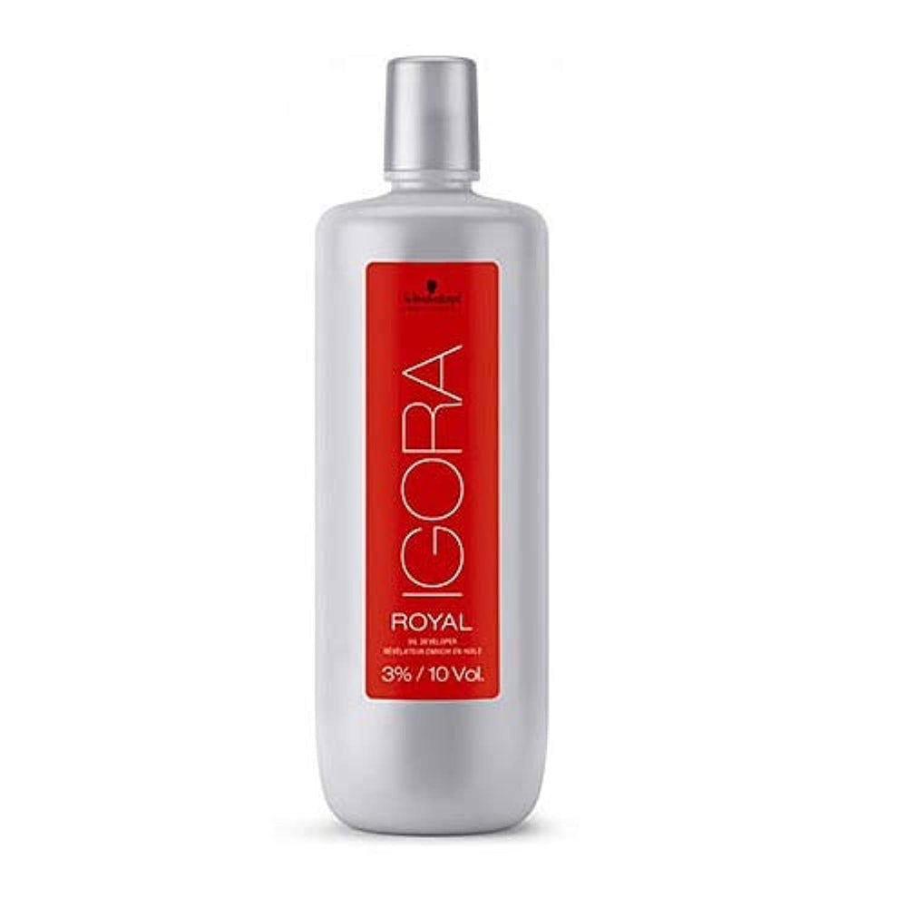 Schwarzkopf Igora Royal Oil Developer bottle 1L for controlled color deposit.
