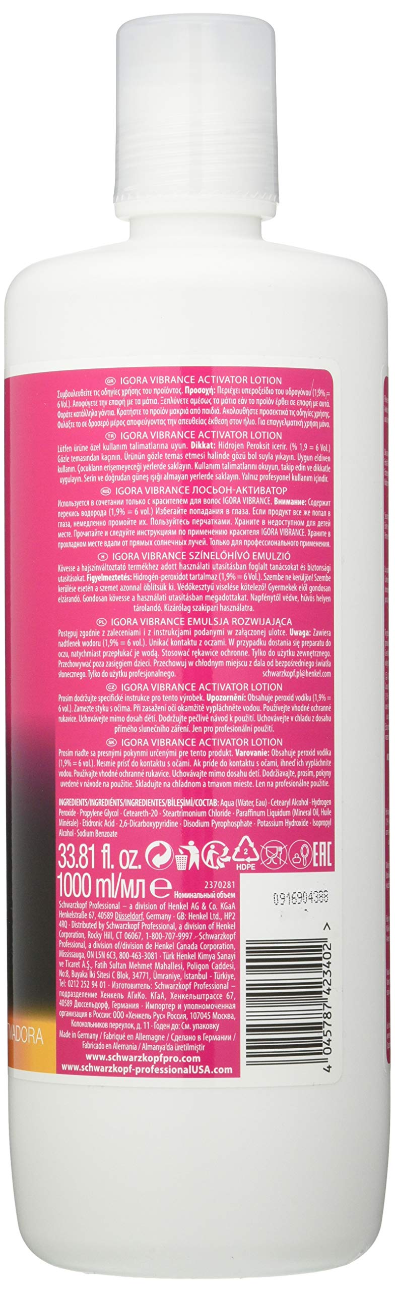 Schwarzkopf Igora Royal Vibrance activating lotion close-up showing thickener for easier mixing.