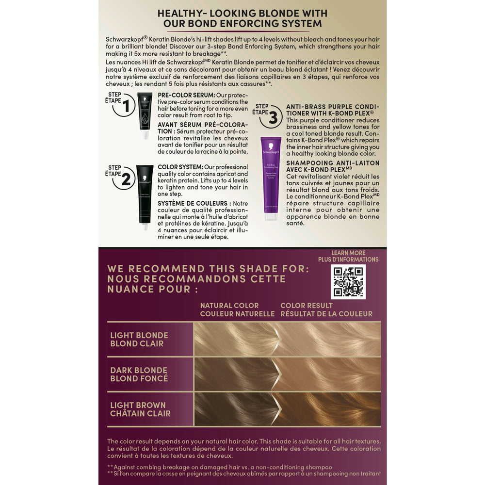 Schwarzkopf Keratin Blonde purple conditioner counteracts brass and adds shine
