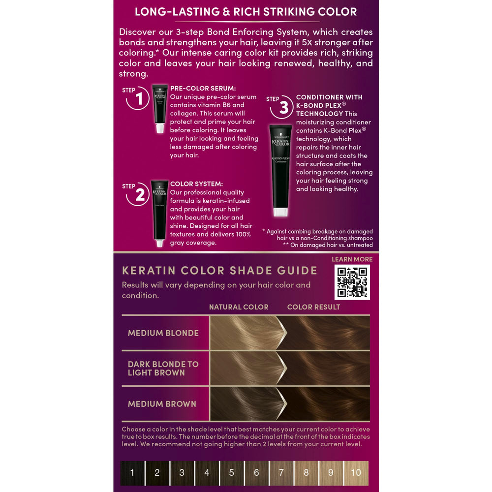 Schwarzkopf Keratin Color Berry Brown developer bottle beside color kit.