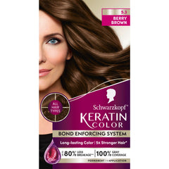 Schwarzkopf Keratin Color Berry Brown pour shows creamy dye ready for even application.