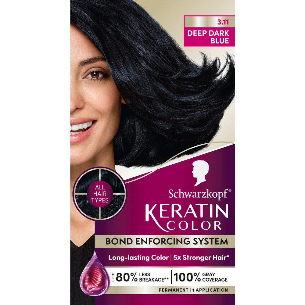 Schwarzkopf Keratin Color Cream 3-11 deep blue for vibrant, even gray coverage