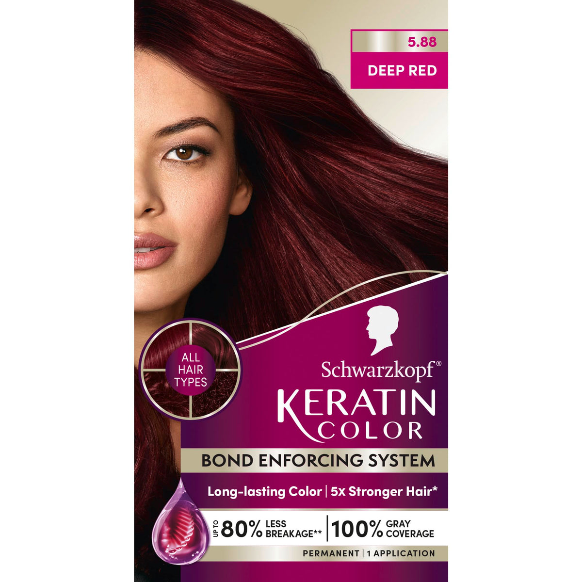 Schwarzkopf Keratin Color Deep Red box front promises vibrant salon‑level color at home