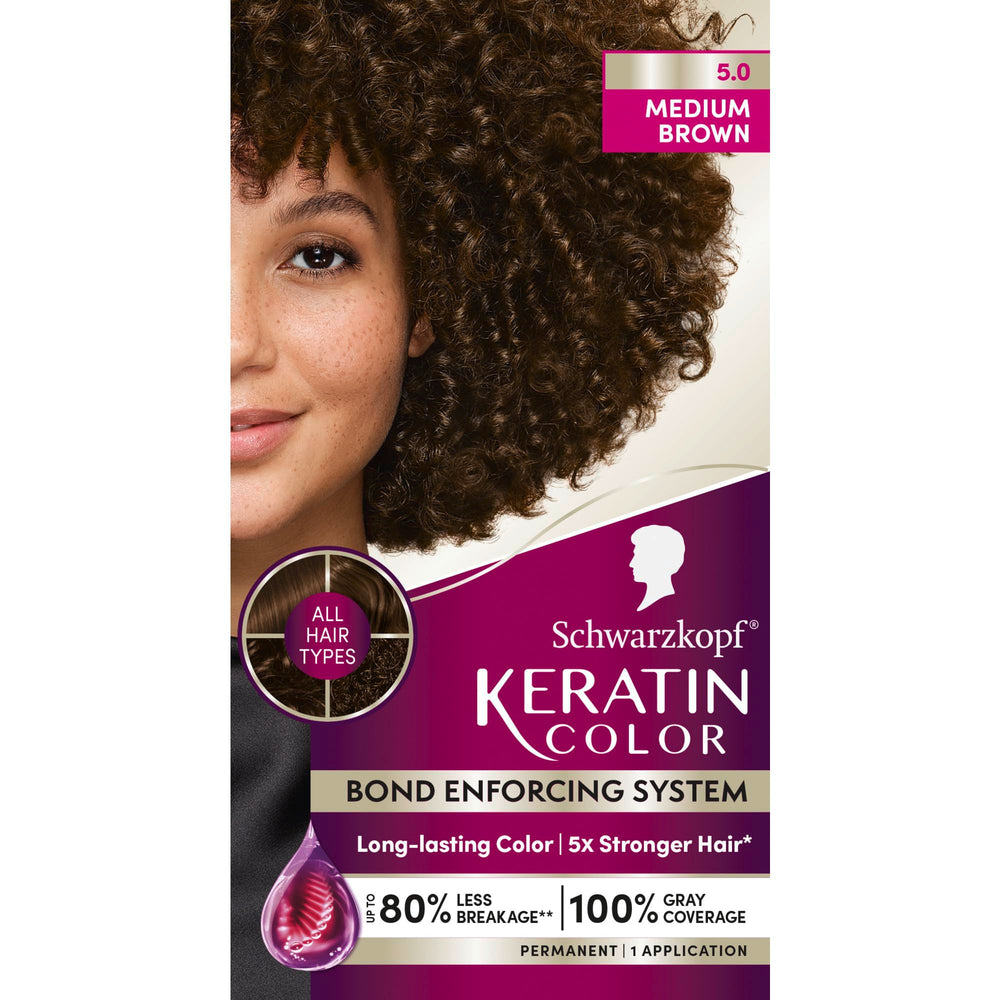 Schwarzkopf Keratin Color kit box for salon-quality at-home color results.