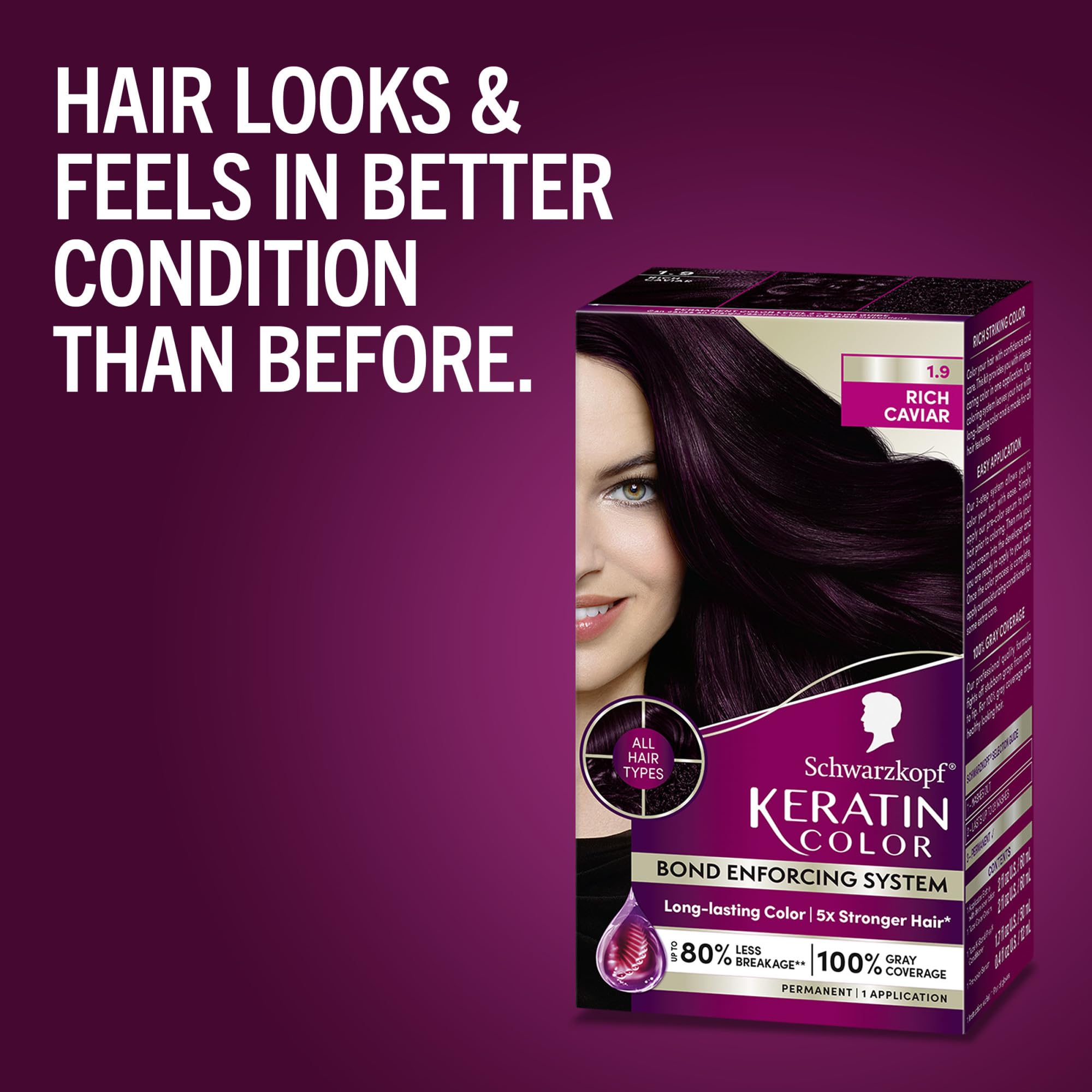 Schwarzkopf Rich Caviar shade swatch showing deep, multidimensional tones