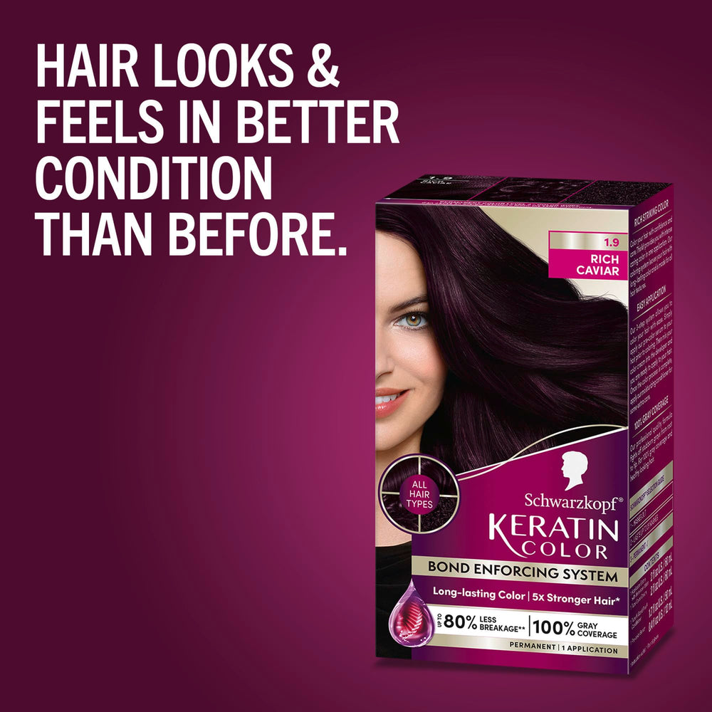 Schwarzkopf Rich Caviar shade swatch showing deep, multidimensional tones