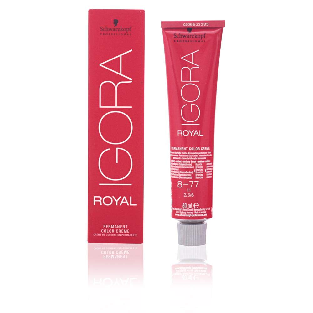 Schwarzkopf Royal Igora 8-77 gloves included for clean, precise color application.
