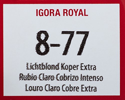 Schwarzkopf Royal Igora 8-77 on hair reveals depth and subtle shine.
