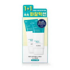 SCINIC Enjoy Sun Essence SPF50+ PA++++ application demonstrates non-sticky spreading.