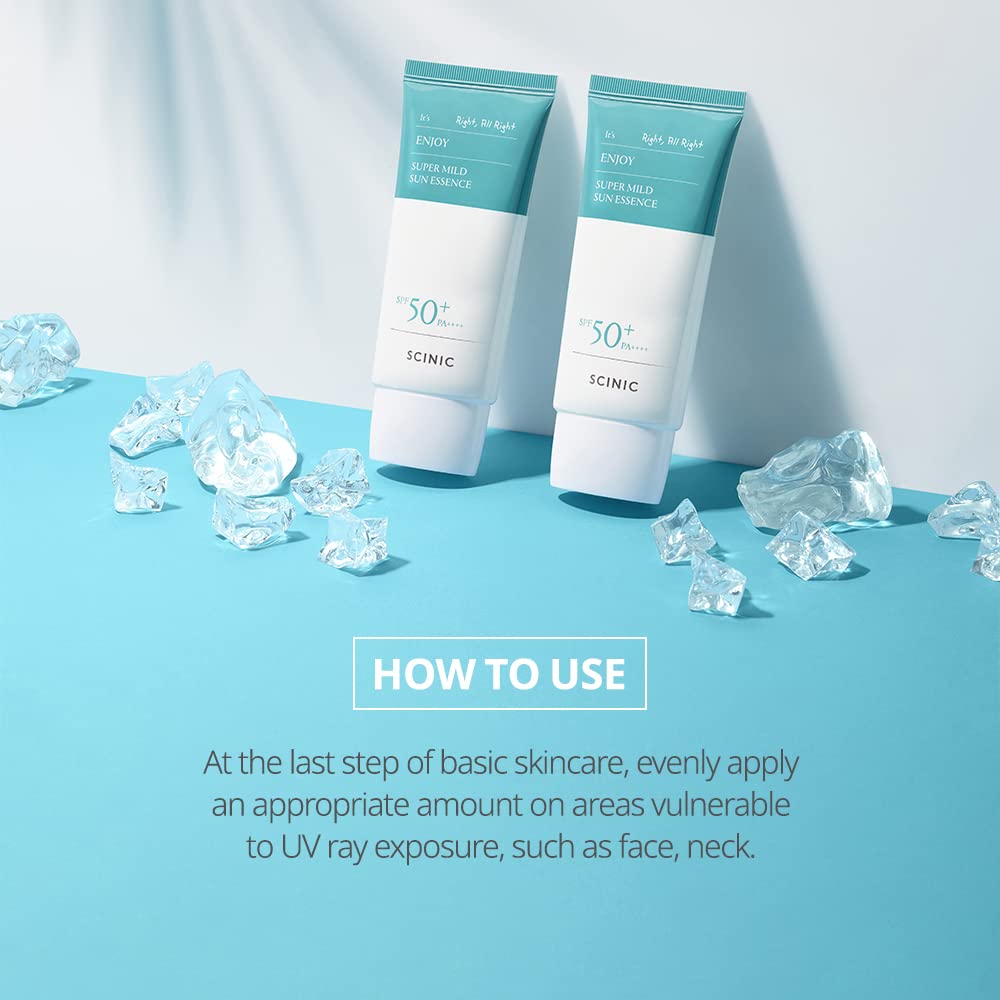 SCINIC Enjoy Sun Essence unisex-use scene shows versatile daily sunscreen.