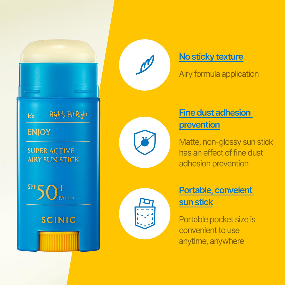 SCINIC Enjoy Super Active Airy Sun Stick outdoor use for sun protection during hikes