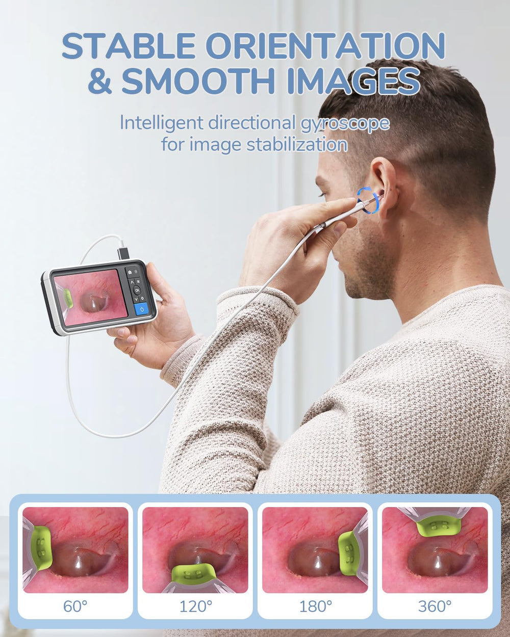 ScopeAround otoscope six LED lights with adjustable brightness for detail