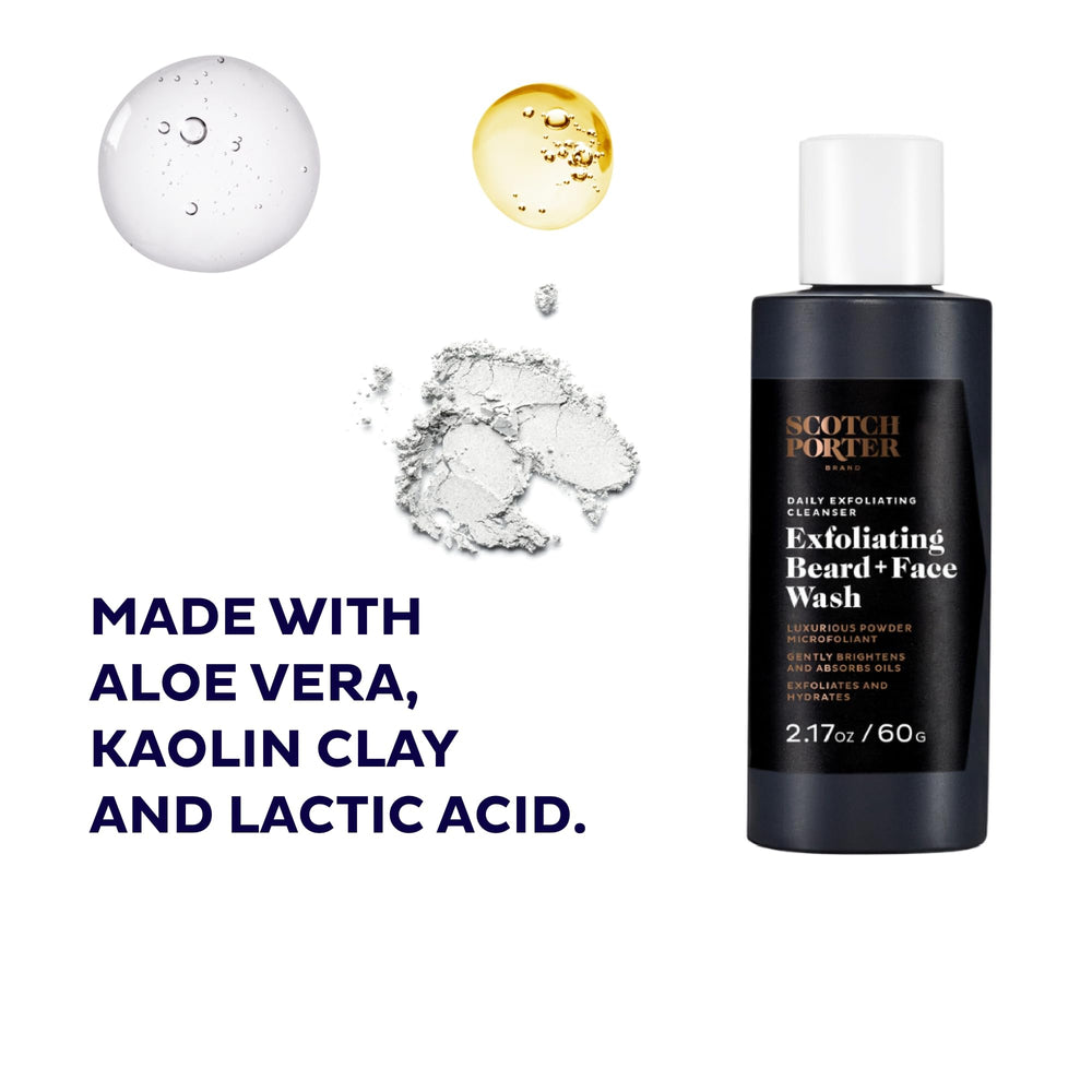 Scotch Porter exfoliating beard wash foamy lather during application for thorough facial cleanse