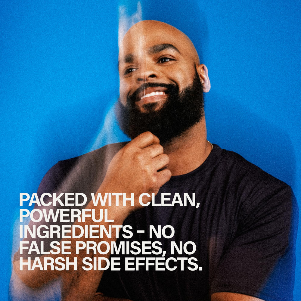 Scotch Porter patchy beard before-after image suggesting fuller look and better coverage