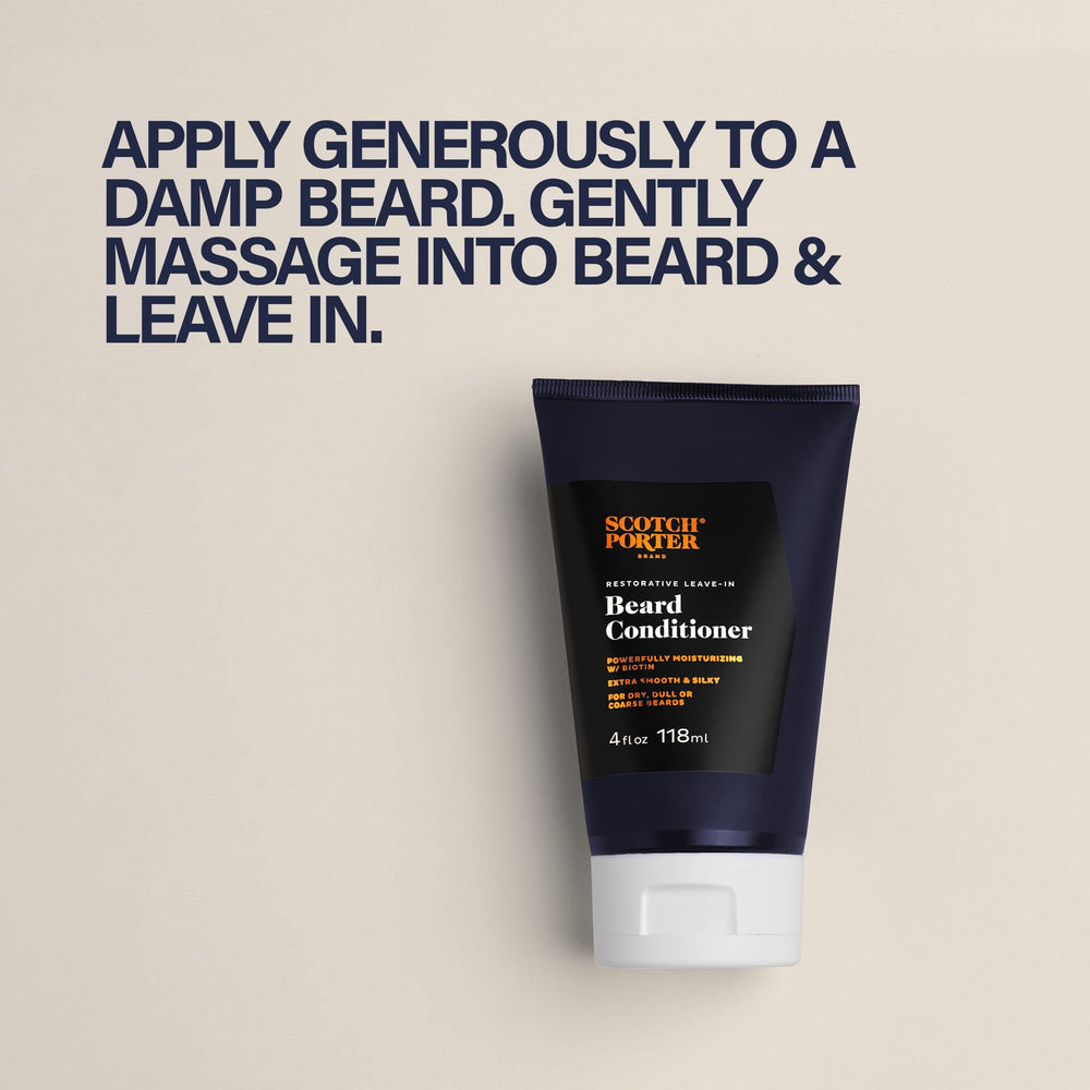 Scotch Porter Restorative Leave-In Beard Conditioner ingredients closeup highlighting key actives.