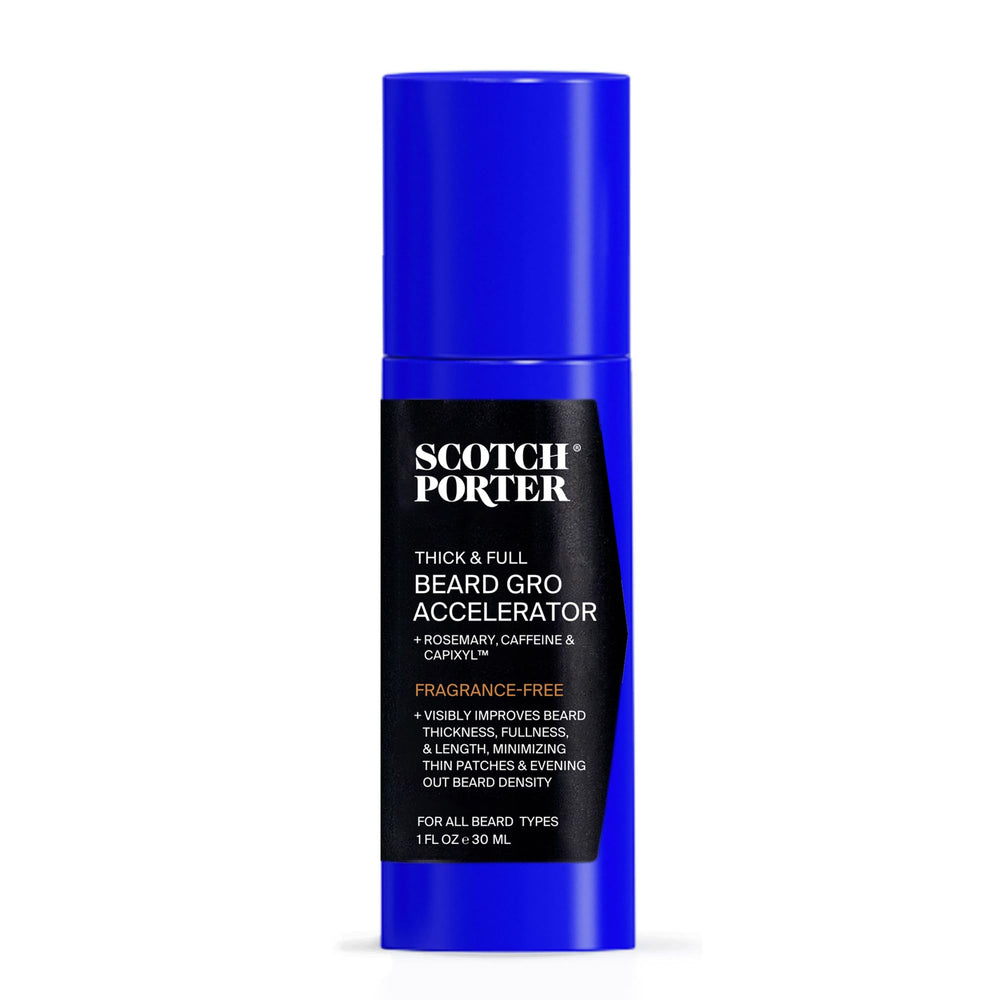 Scotch Porter Thick & Full Beard Gro Accelerator capixyl bottle for fuller beard appearance