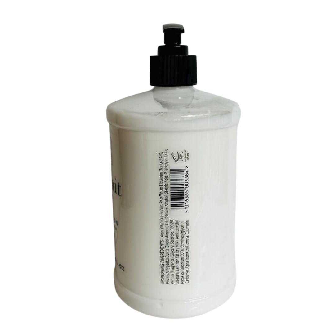 Scottish Fine Soaps Au Lait Body Lotion application shows daily-use hydration and smoothness.