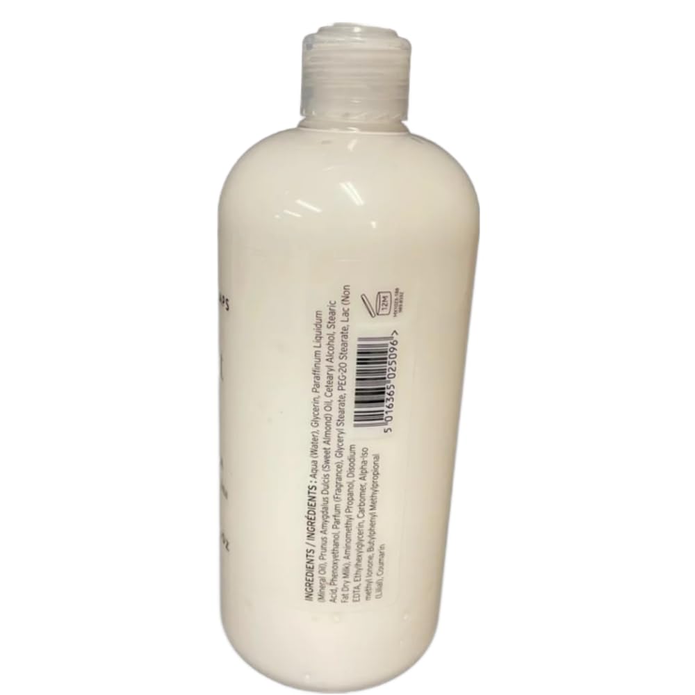 Scottish Fine Soaps Au Lait Hand Lotion label highlights luxurious ingredients and 17.5 oz value.
