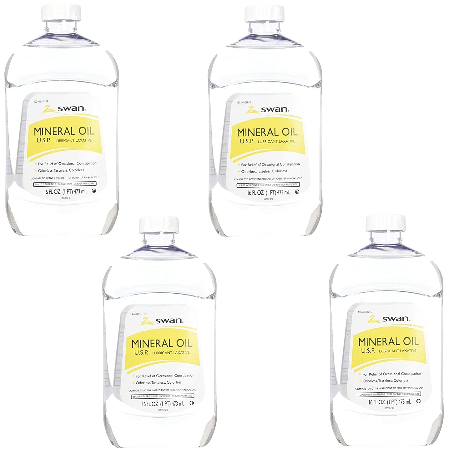 Scrubbles Swan Mineral Oil 16 oz bottle with 4-pack for wood conditioning and maintenance.