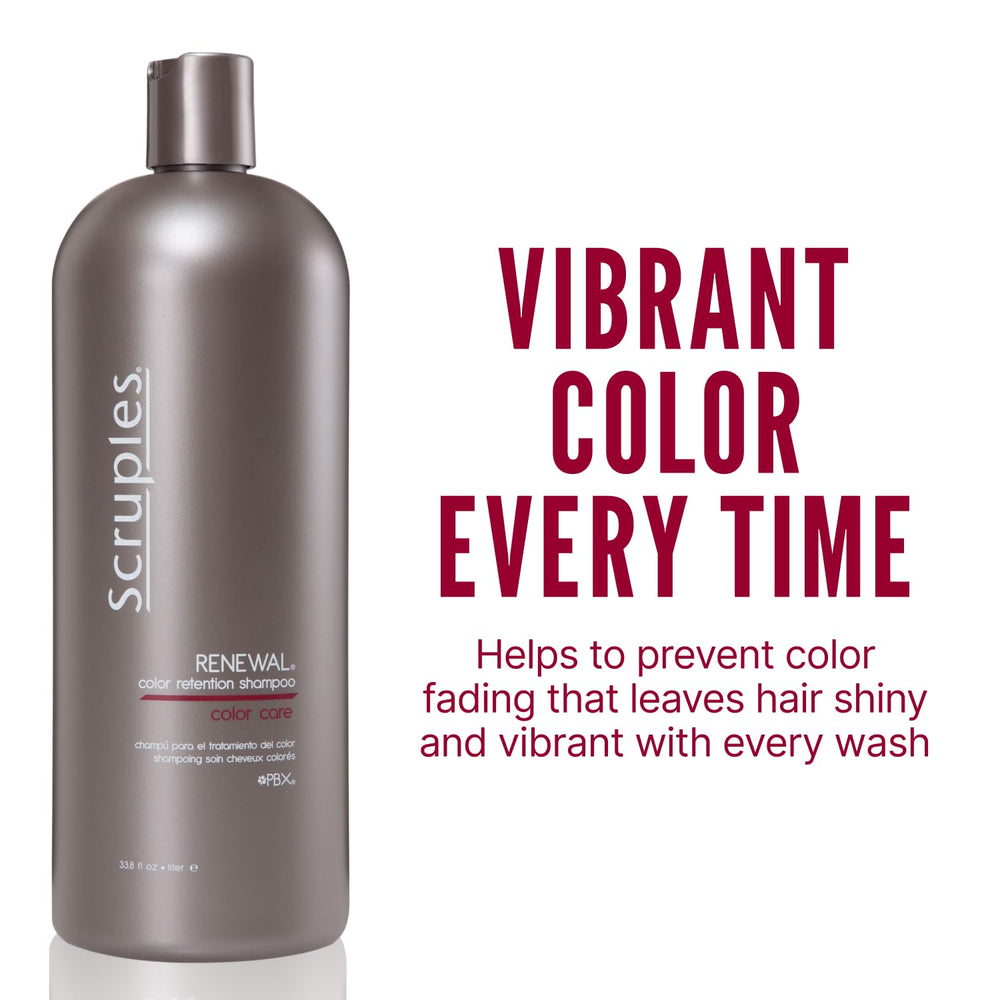 Scruples Color Renewal label detail highlights color protection and salon heritage.