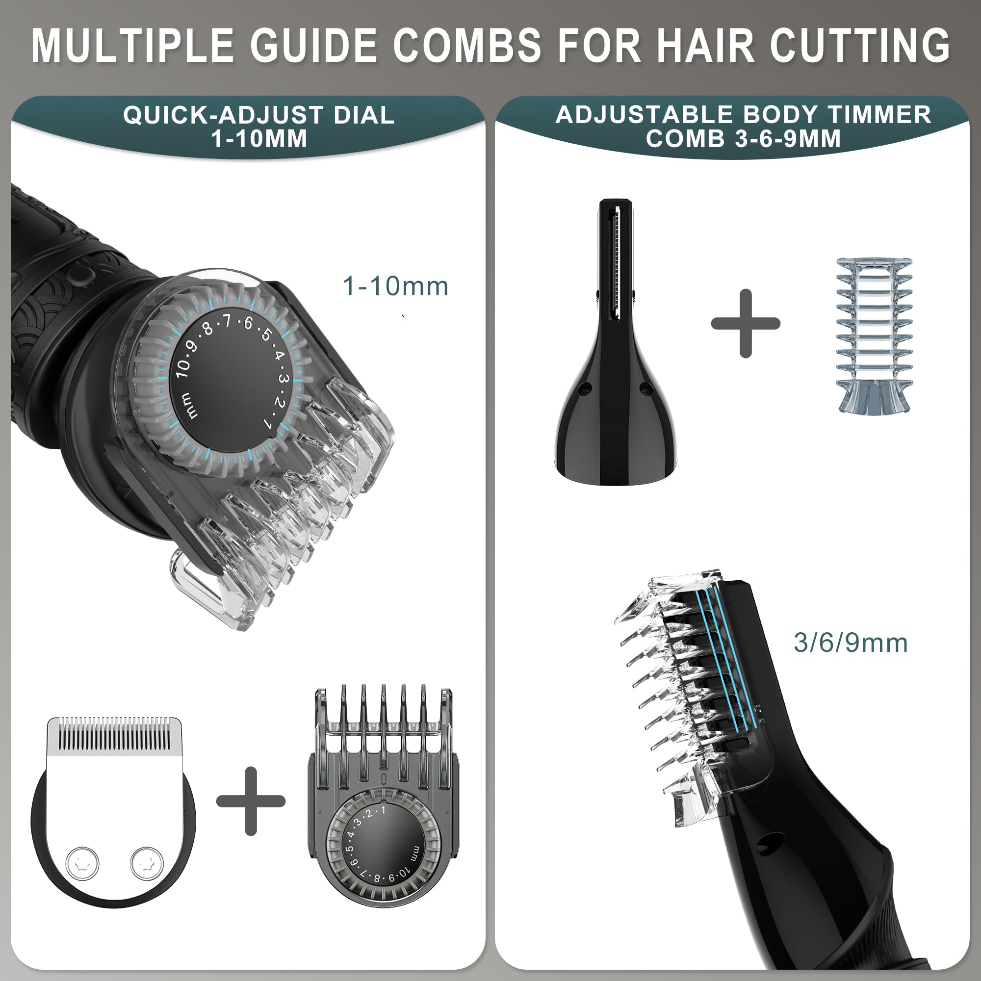 Scttomon 7-in-1 kit attachments arranged for versatile grooming