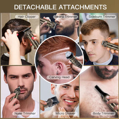 Scttomon beard-trimmer-kit attachments closeup emphasizes adjustable guide combs for tailored trimming.