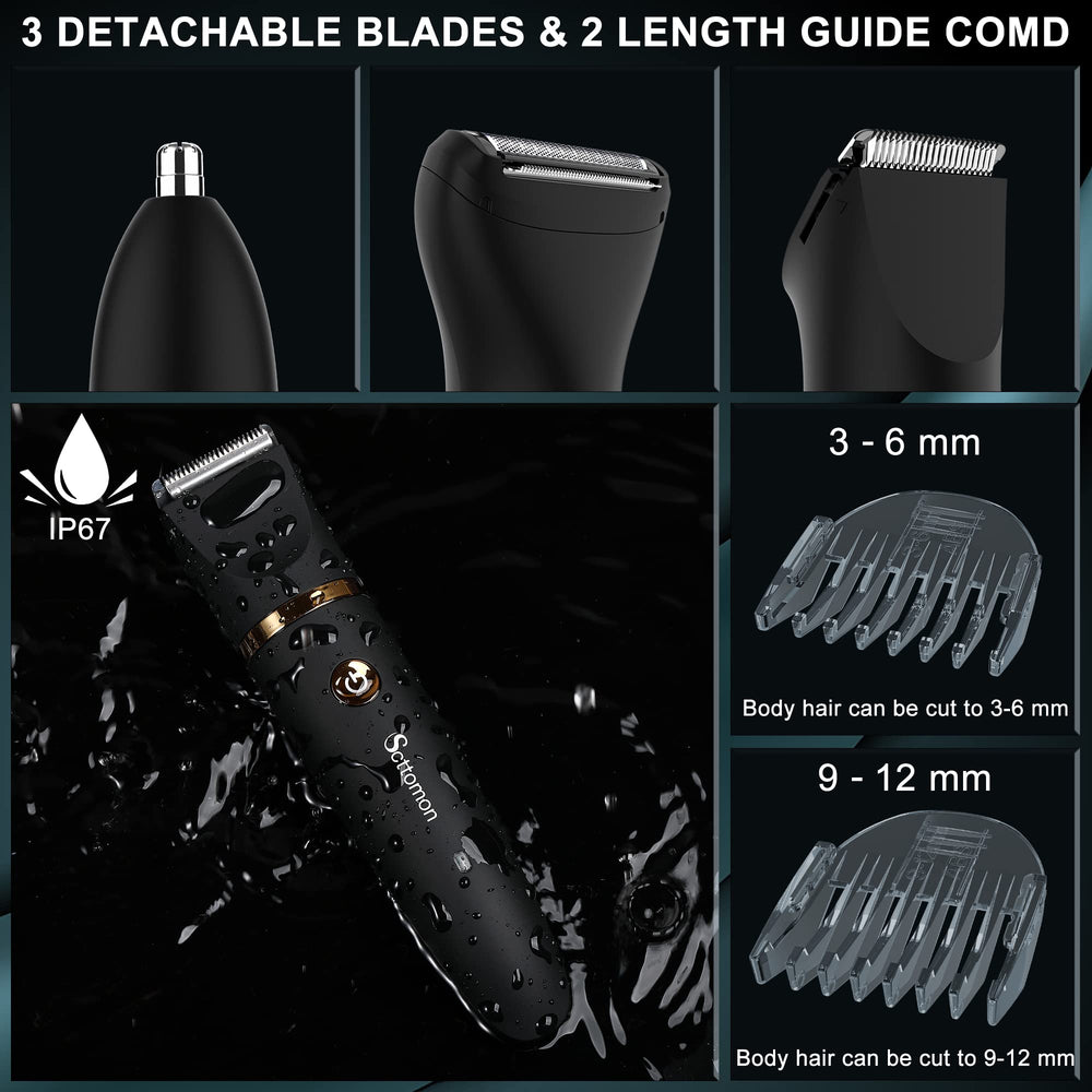 Scttomon IPX7 waterproof feature image emphasizes wet or dry shaving flexibility.