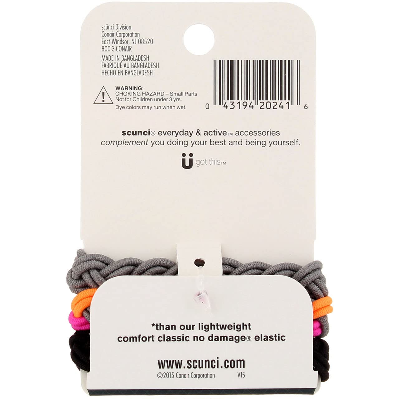 Scunci 3x-stronger braided elastics emphasize durability for workouts and busy days.