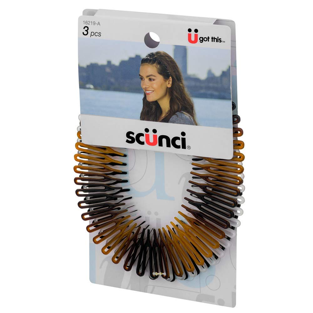 Scunci Effortless Beauty Stretch Hair Comb in black delivers classic, discreet pull-back.