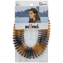 Scunci Effortless Beauty Stretch Hair Comb in tortoise color provides secure, snag-free hold.