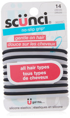Scunci Evolution No-Slip Grip hair ties in black secure daily ponytails.