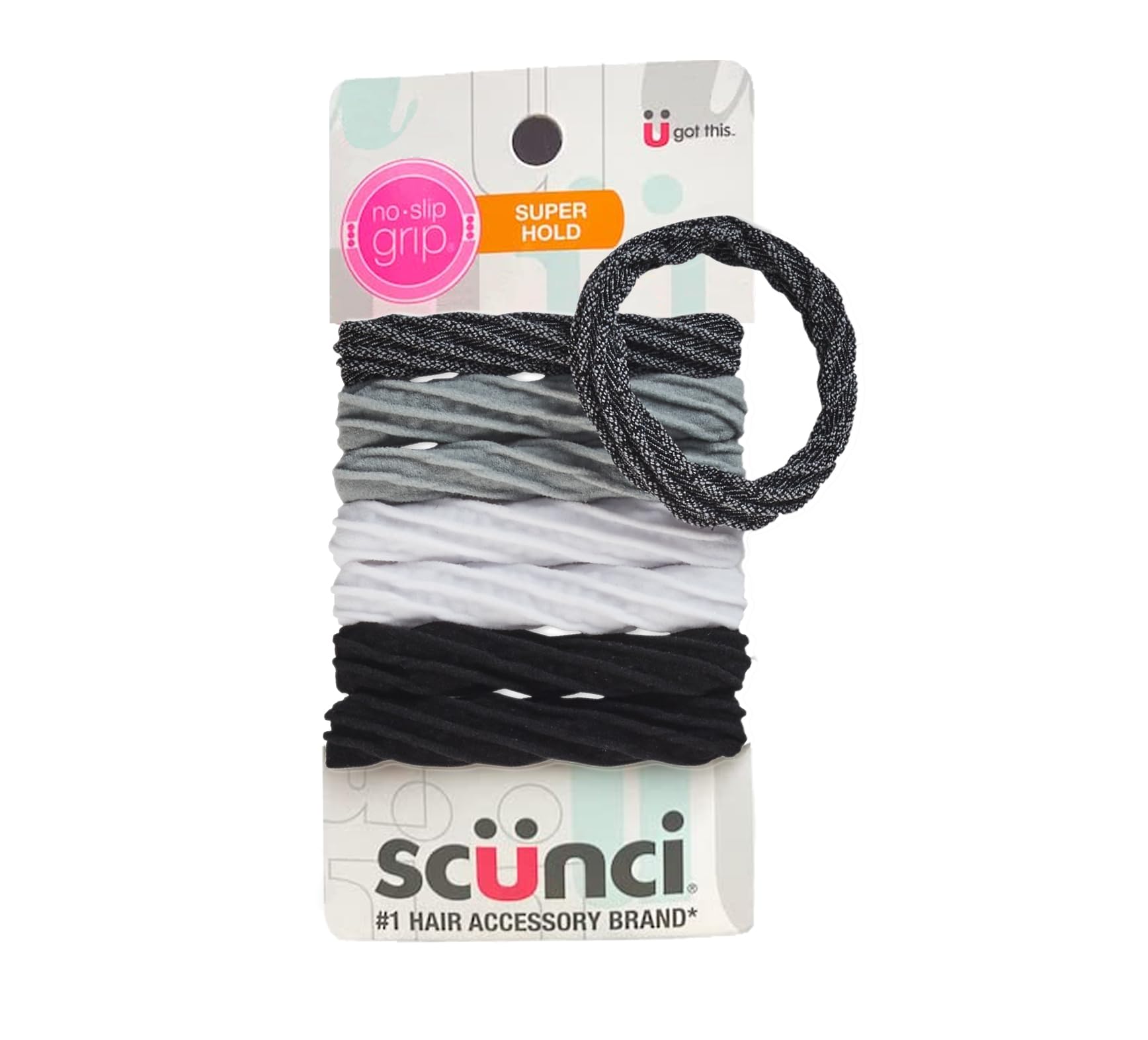 Scunci No Damage Ponytailers pack showing gentle everyday hold
