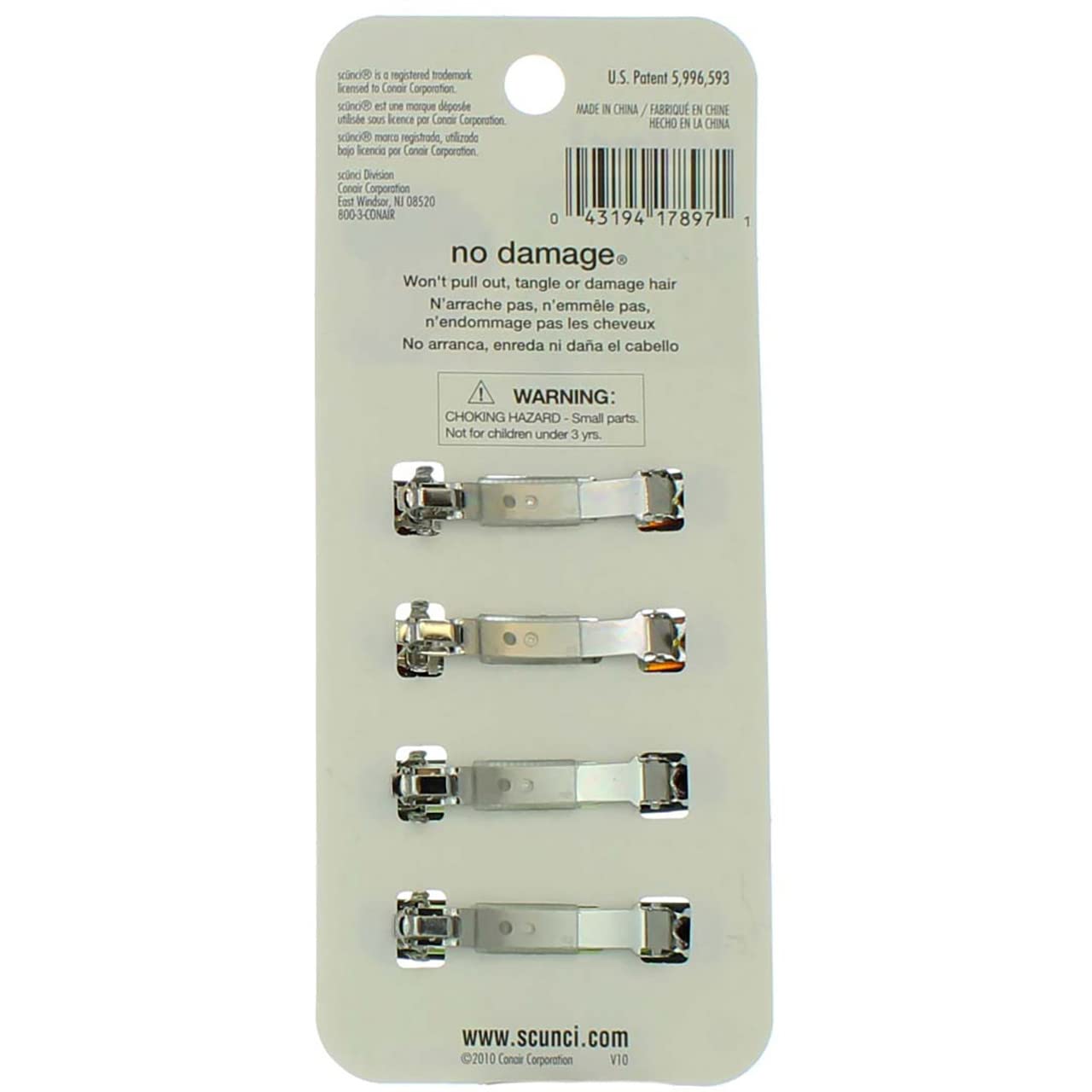 Scunci No-slip Grip Auto Clasp Barrettes black closeup for sleek style