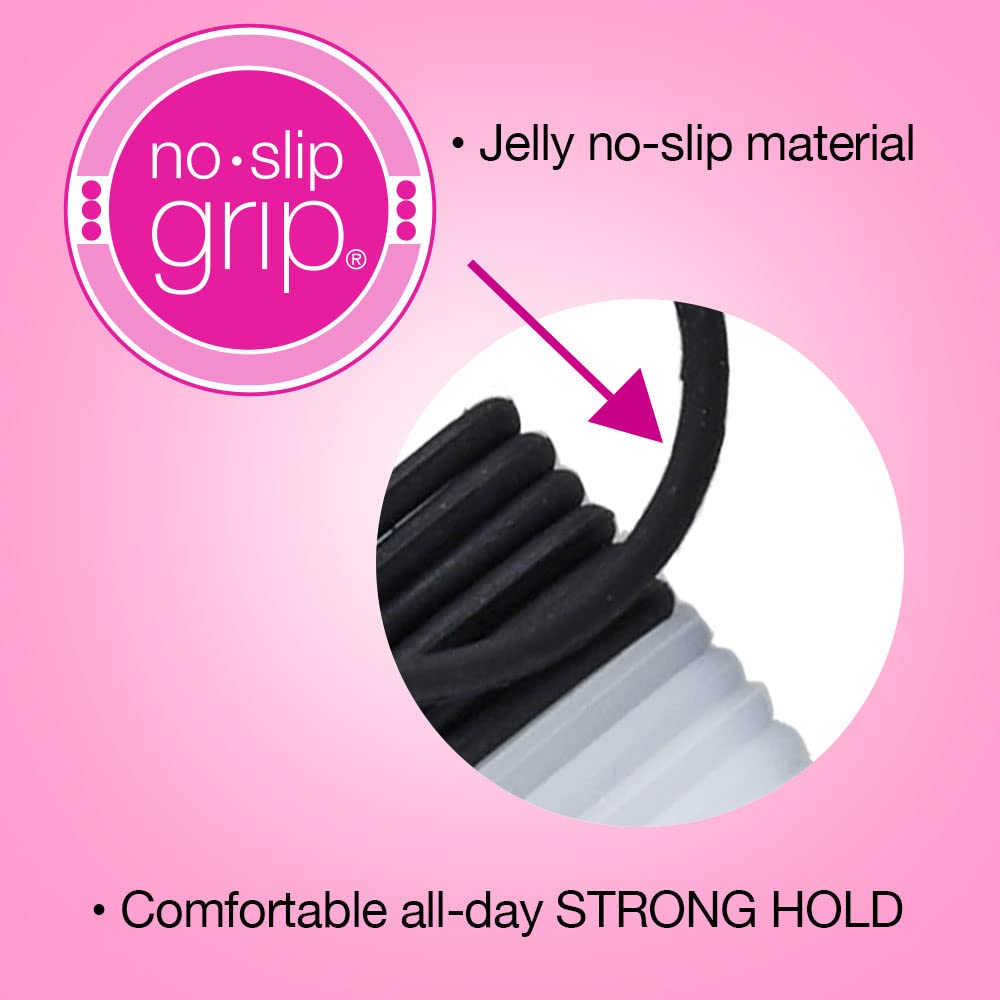 Scunci No-Slip Grip elastic hair ties worn on ponytail showcase secure styling.
