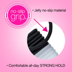 Scunci No-Slip Grip elastic hair ties worn on ponytail showcase secure styling.