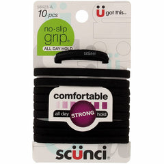 Scunci no-slip grip lining close-up shows secure grip during workouts