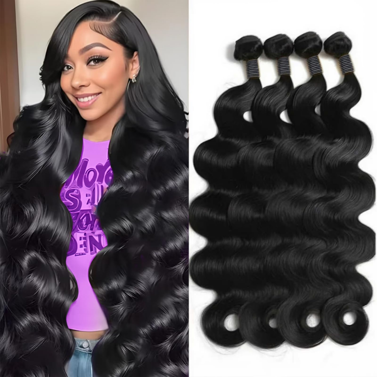 Sddrsra 12A body wave bundles weft closeup for natural texture and easy styling.