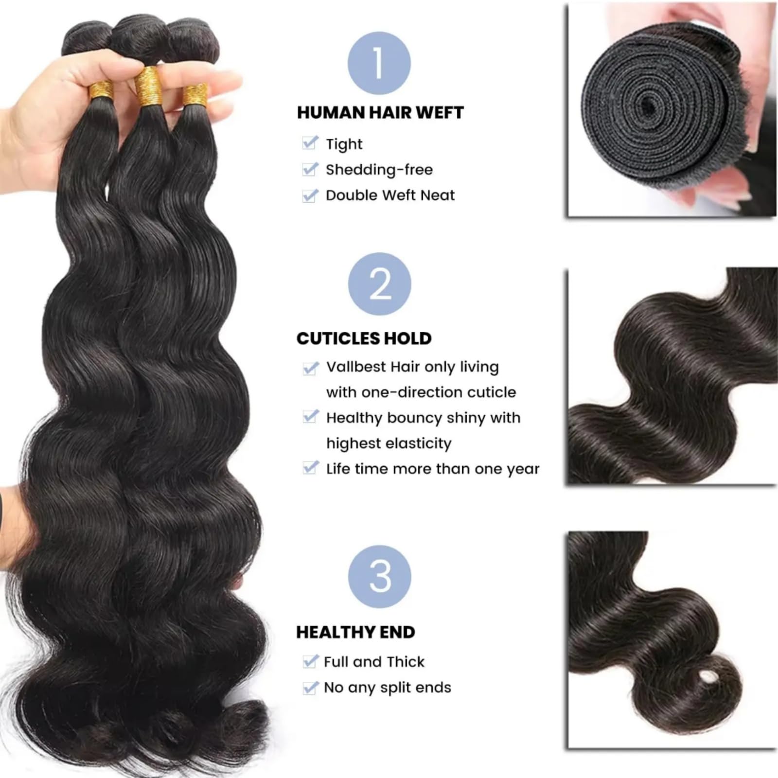 Sddrsra 12A hair bundles 20-inch texture detail supports heat friendly styling options.