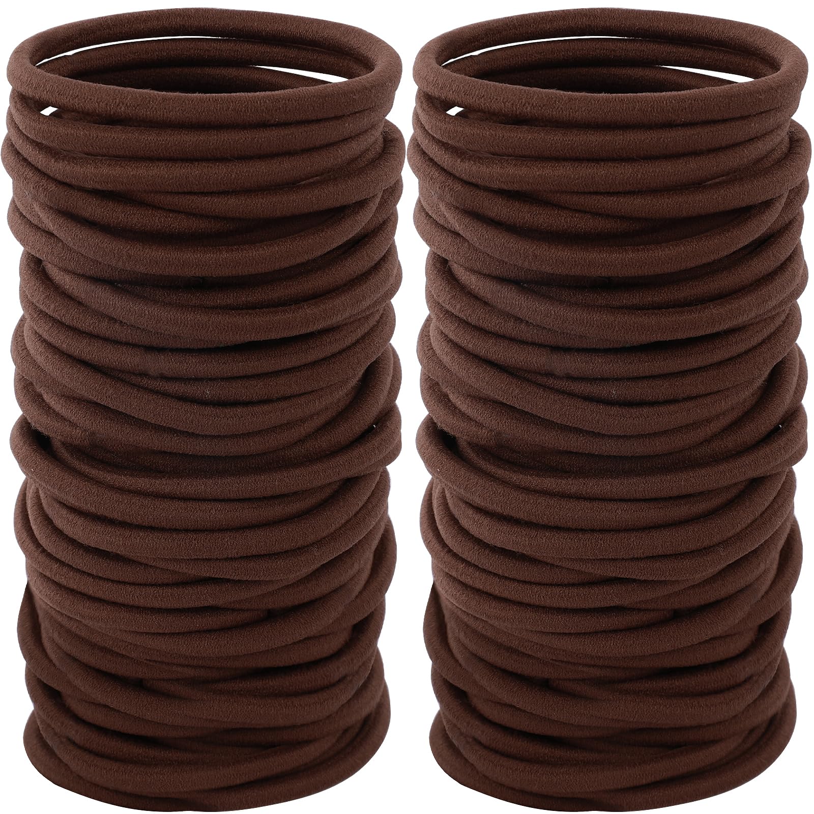 Sderoq hair bands pack 100pcs brown 4mm, durable everyday ponytail holders.