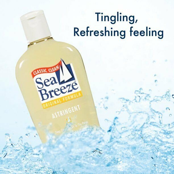 Sea Breeze Astringent Original 3-Pack bottle pours for easy application