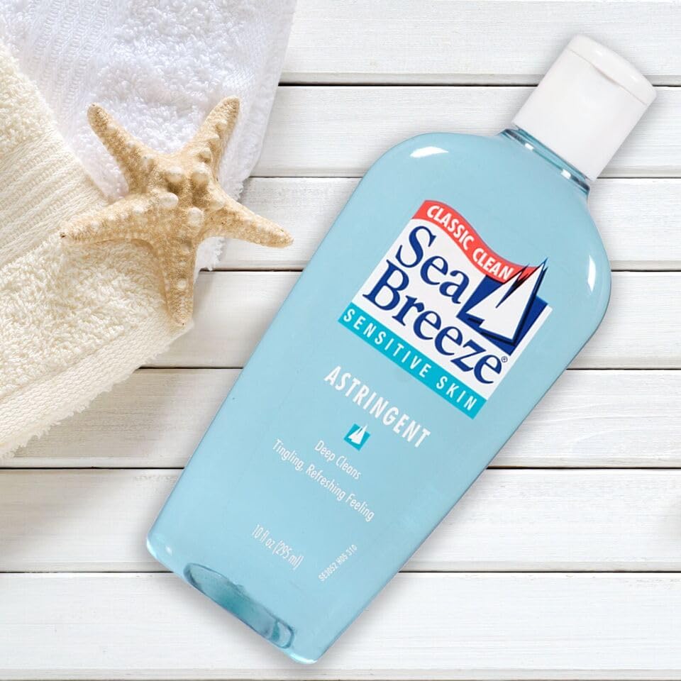 Sea Breeze Sensitive Skin Astringent product-line-display shows trusted sensitive-skin solution.