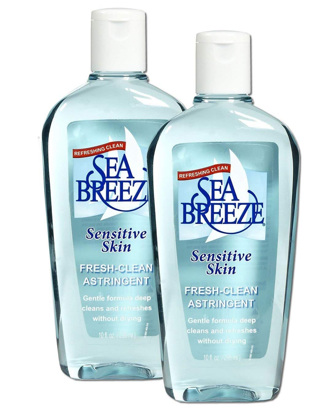 Seabreeze Fresh-Clean Astringent bottle demonstrates a refreshing cleanse for sensitive skin.